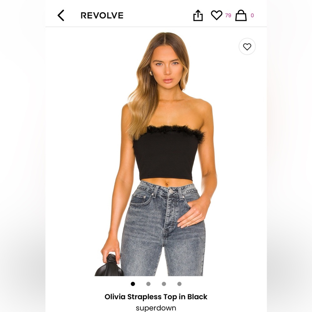 Super down Black Feather Trim Tube Top size small
